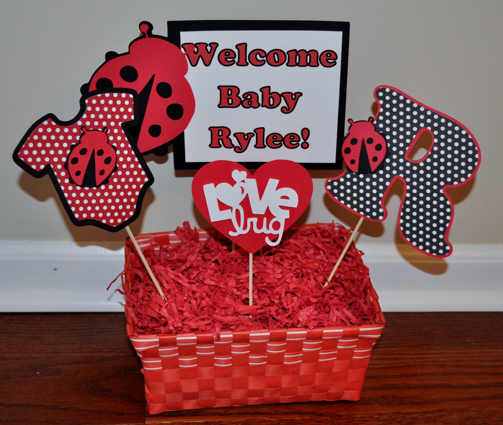 R + R Creations Ladybug Baby Shower Centerpiece