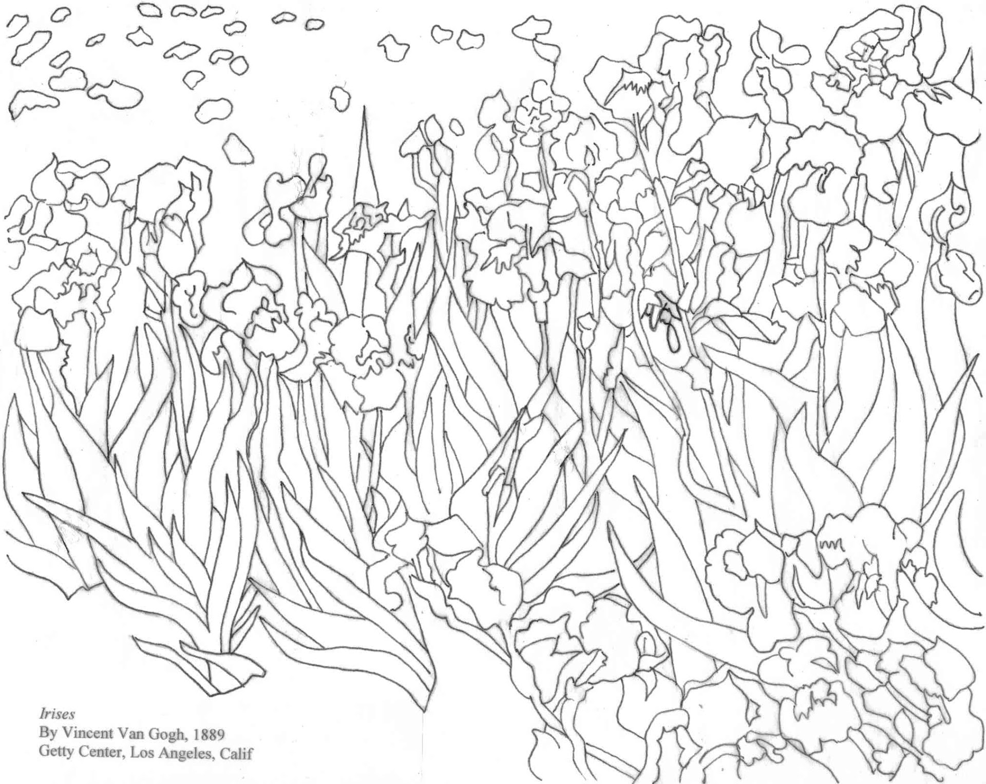 HD Van Gogh Sunflowers Coloring Page Drawing | Big Collection Free ...