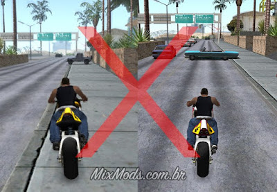 gta sa bug carro estacionado descendo rampa rua praia los santos