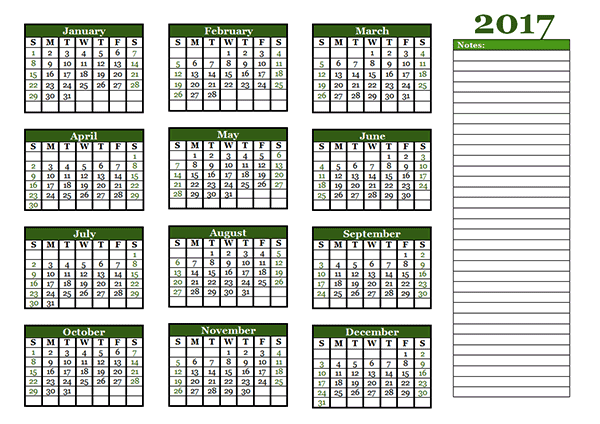 whole year calander