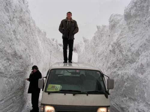 Because of how the mountains and valleys are in this town, the massive amount of snowfall happens every year. Because of how the mountains and valleys are in this town, the massive amount of snowfall happens every year.