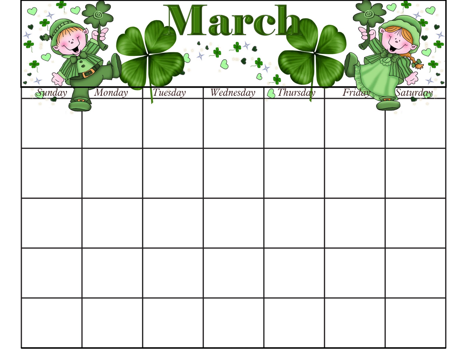 March Template Calendar