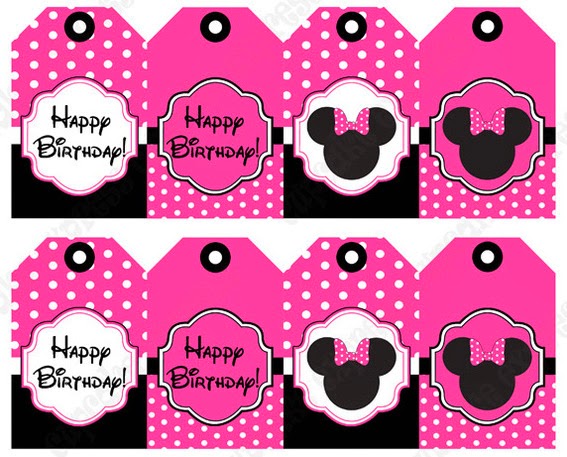 Mini Kit de Minnie Mouse Fucsia y Negro para Imprimir Gratis. Mini Kit de Minnie Mouse Fucsia y Negro para Imprimir Gratis.