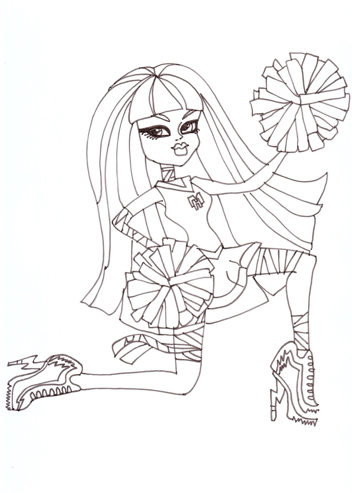 Download Free Printable Monster High Coloring Pages: Cleo De Nile Fearleading Coloring Sheet
