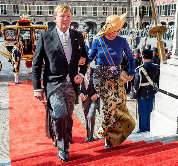 King Willem - Alexander, Queen Maxima, Princess Laurentien and Prince Constantijn Prince's Day 2016 (Prinsjesdag). wore dress, jewelry