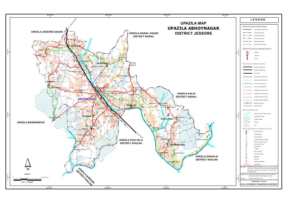 Abhaynagar Upazila Map Jessore District Bangladesh
