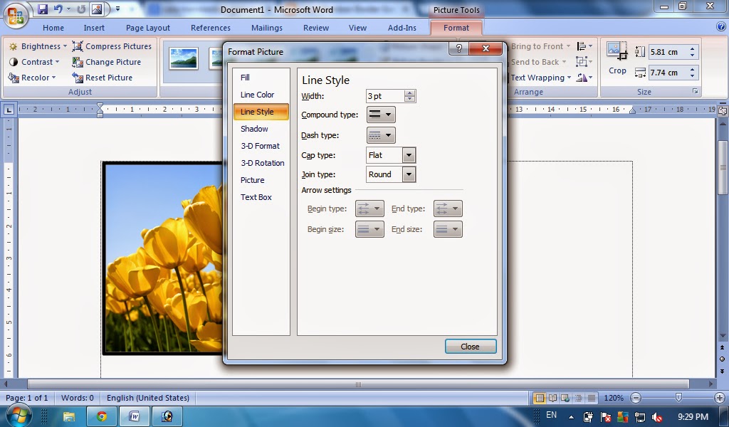 Gambar Memberi Garis Tepi Gambar Foto Microsoft Word Compound Type Dash