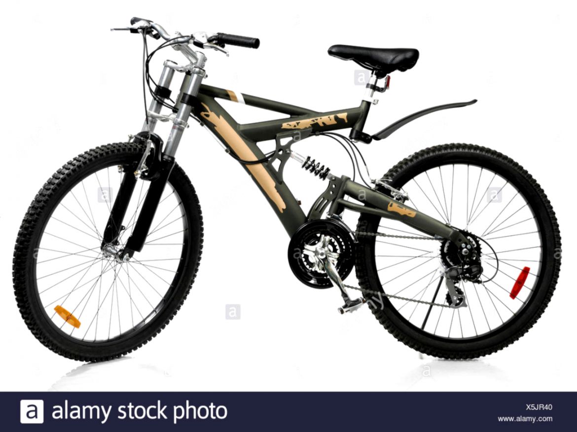 MTB sport 21 speed dual suspension mountain bicycle Stock Photo