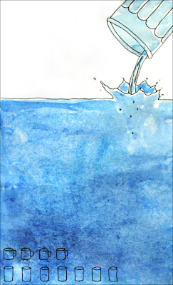 artist journal drawing showing how much water was drank in a day 