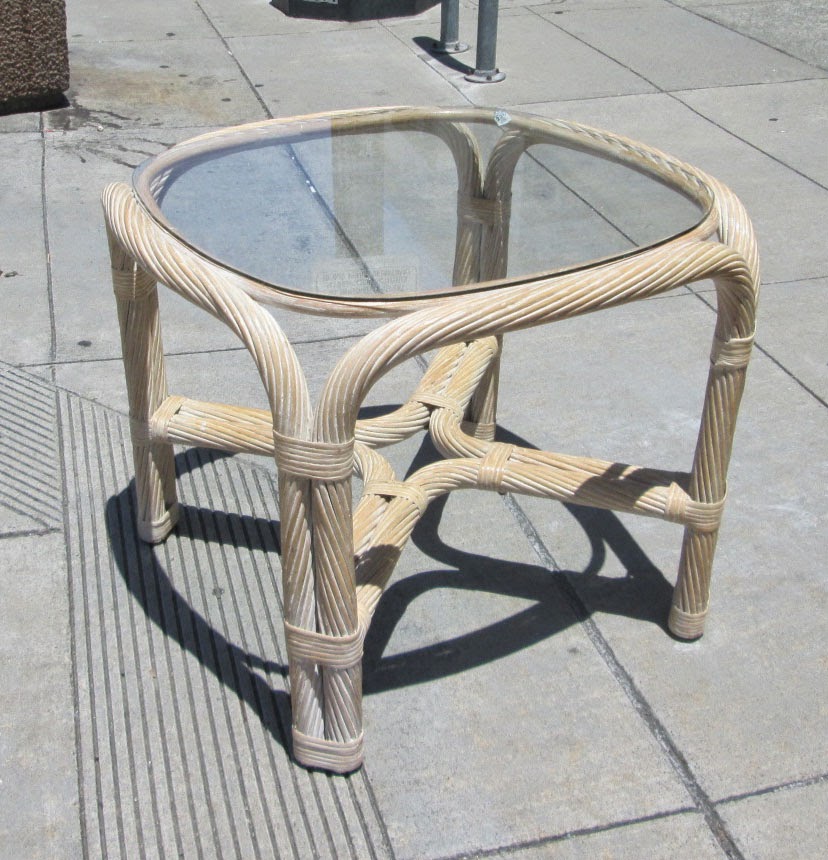 UHURU FURNITURE & COLLECTIBLES SOLD Glass Top Wicker End Table 25