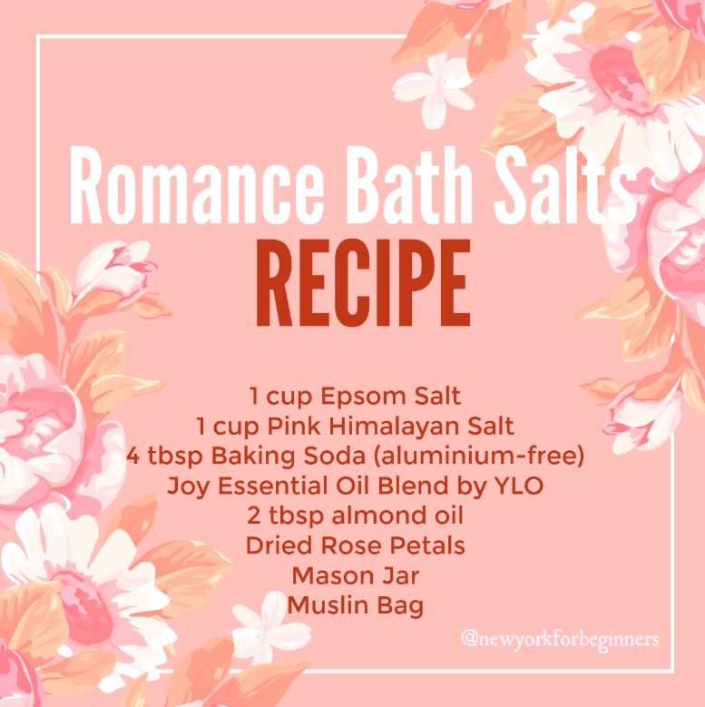 Recipe for all-natural romance bath salts using Joy by Young Living Oils