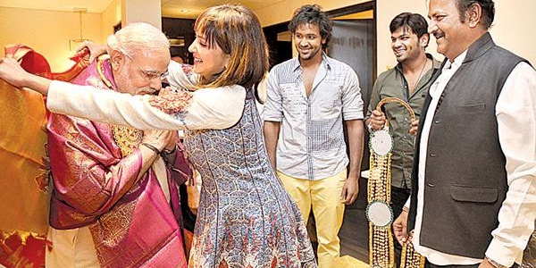 Image result for manchu lakshmi with Modi