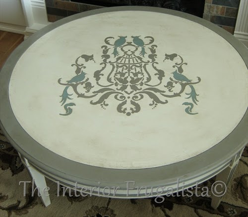 Birds of Paradise Coffee Table with stenciled top
