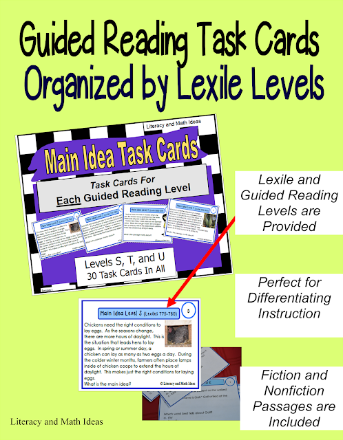 Literacy & Math Ideas: Guided Reading Task Cards That Are Organized By ...