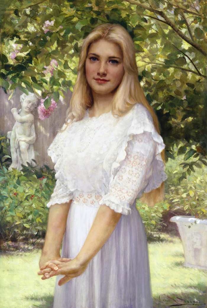 Платье картина. Художник Allan r. Banks. Алан Бэнкс художник. Алан Бэнкс портрет девочки. Женщина в белом платье 1908 Кирхнер.