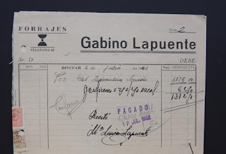 Factura de la Forrajes Gabino Lapuente del 6 de julio de 1962.
