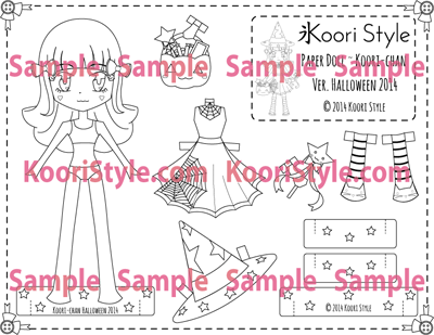 Koori KooriStyle Kawaii BJD Paper Doll Color Worksheet Prinatble PDF Colouring Halloween Witch Pumpkin