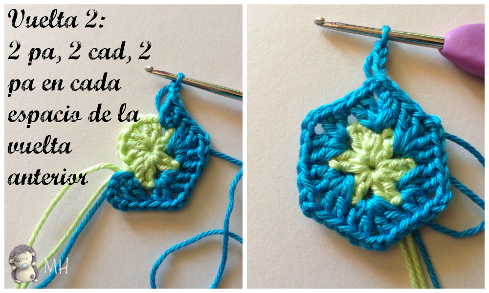 Vuelta 2 hexágono flor africana a crochet
