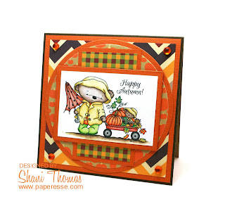 Happy Autumn card featuring Autumn Stroll from Di's Digistamps, by Paperesse.