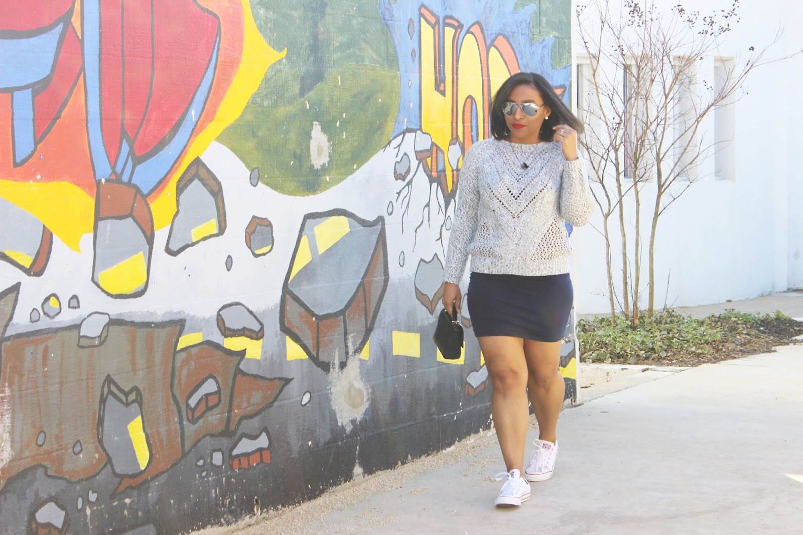 spring looks, chucks, skirt and sneakers, forever21 sweater