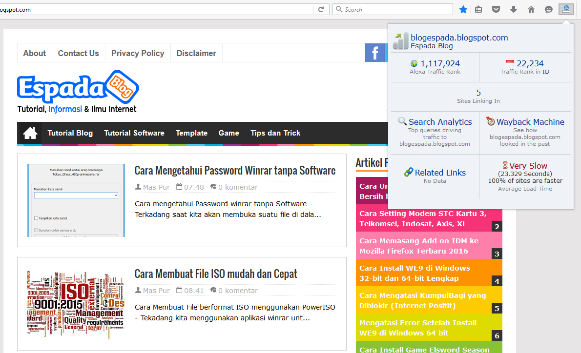 Cara Mudah Memasang Alexa Toolbar di Mozilla dan Chrome MATERI KULIAH