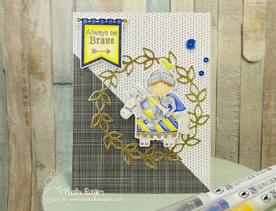 Knight on horse jousting card by Naki Rager | Knight's Quest Stamp Set by Newton's Nook Designs #newtonsnook #handmade #knight