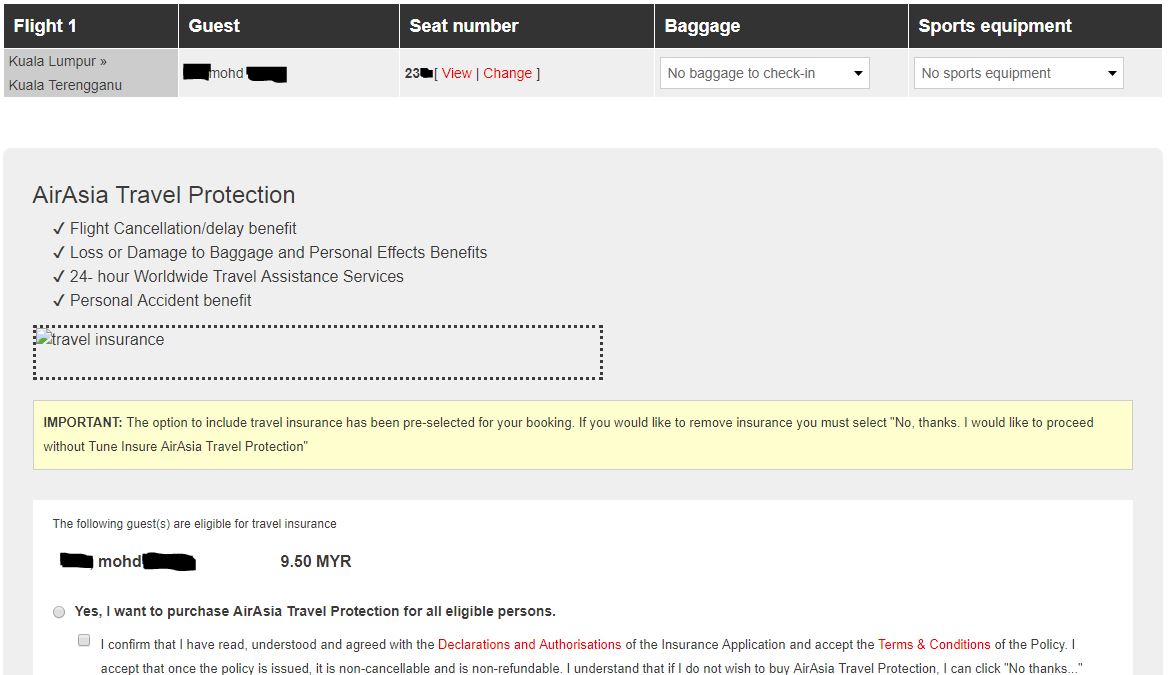 macam mana nak add on baggage airasia