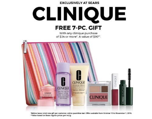 Sears Clinique Free Gift With Purchase