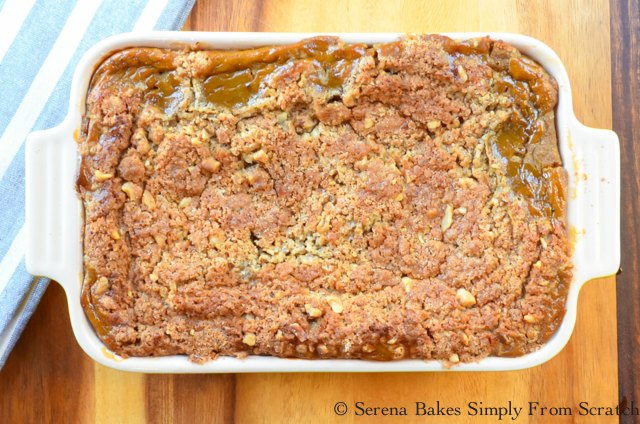 Pumpkin Cobbler recipe is easy to make from scratch. Serve with vanilla ice cream or a scoop of vanilla from Serena Bakes Simply From Scratch.