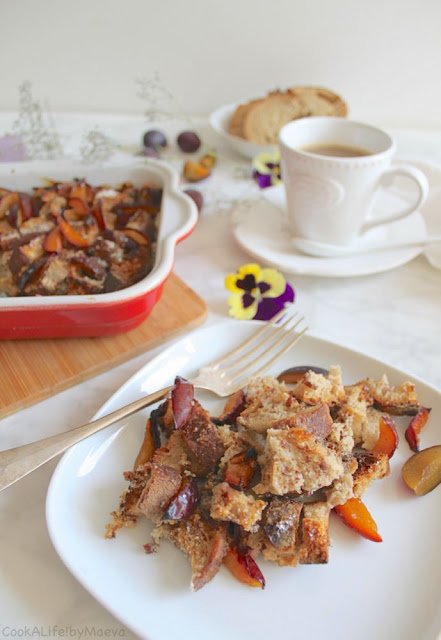 Pain perdu au four, aux prunes et cardamome (vegan) - Battle Food 54