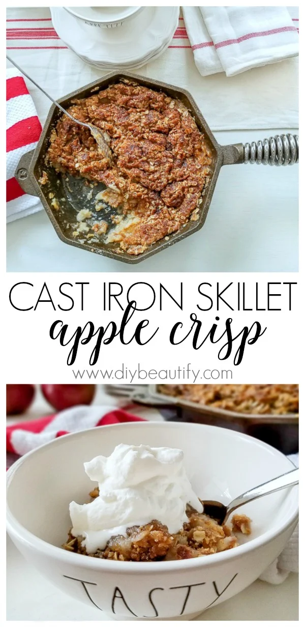 cast iron skillet apple crisp recipe  |  diybeautify.com