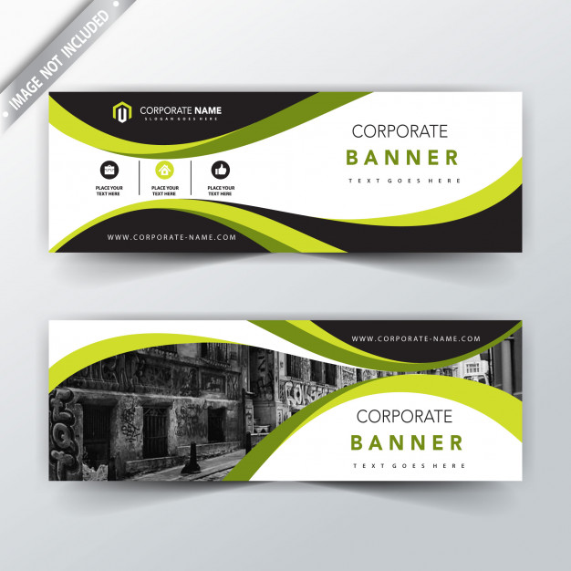 Green corporate horizontal banner design Free Vector