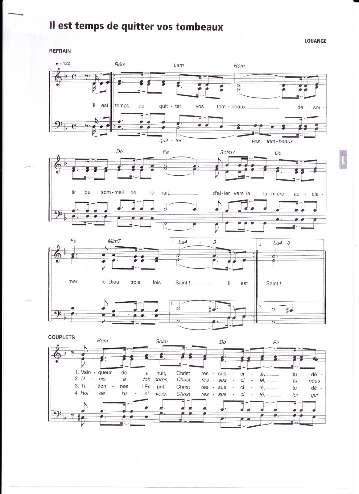 Godspell partitions /chants pour la messe du 12 Février