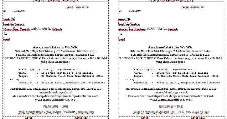 Contoh Surat Undangan Halal Bihalal Rt - Pijat Rik