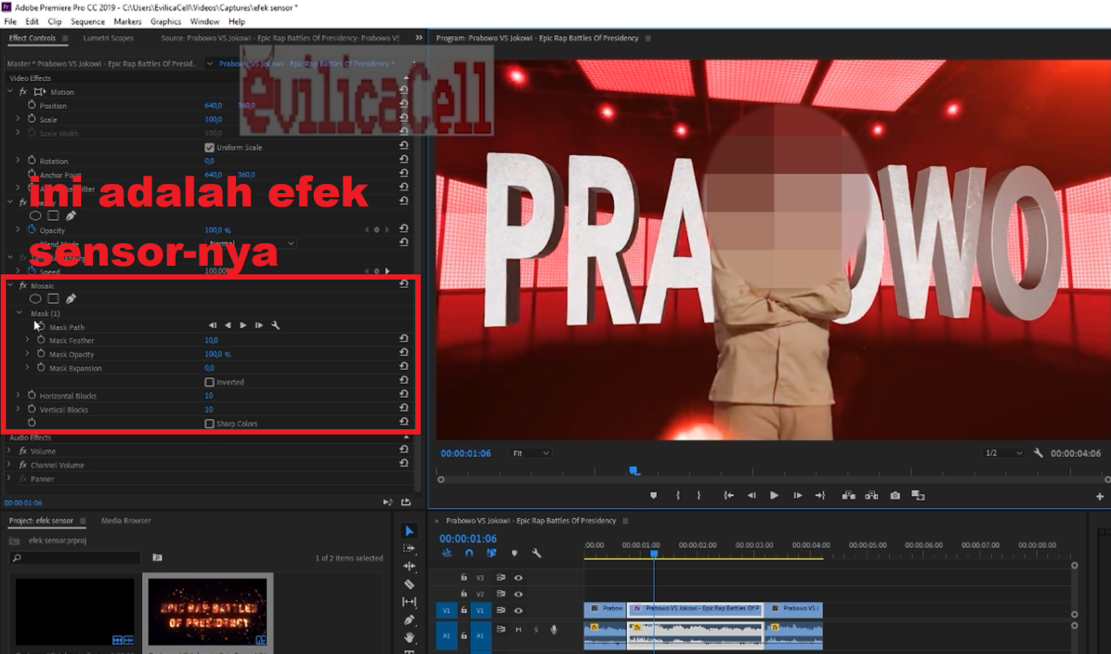 Cara Membuat Efek Sensor (Blur) Adobe Premiere EvilicaCell
