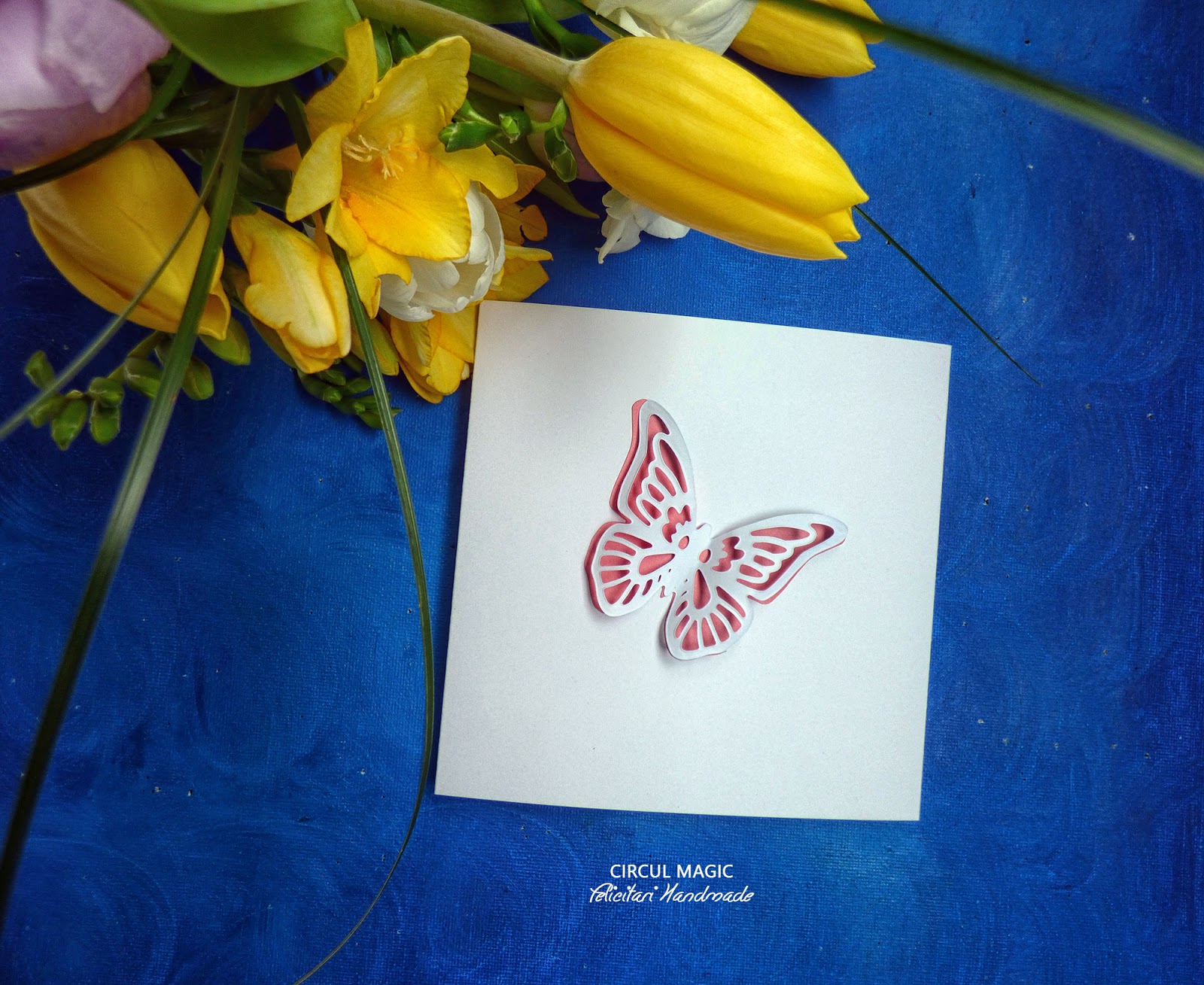 Felicitare Handmade Fluturas Colorat - Circul Magic