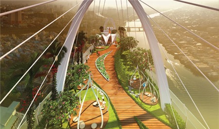Phối cảnh ''vườn thiền'' trên không (Sky Park) tại dự án Diamon Lotus - Công trình xây dựng theo chuẩn xanh LEED của Mỹ do Công ty Phúc Khang làm chủ đầu tư.