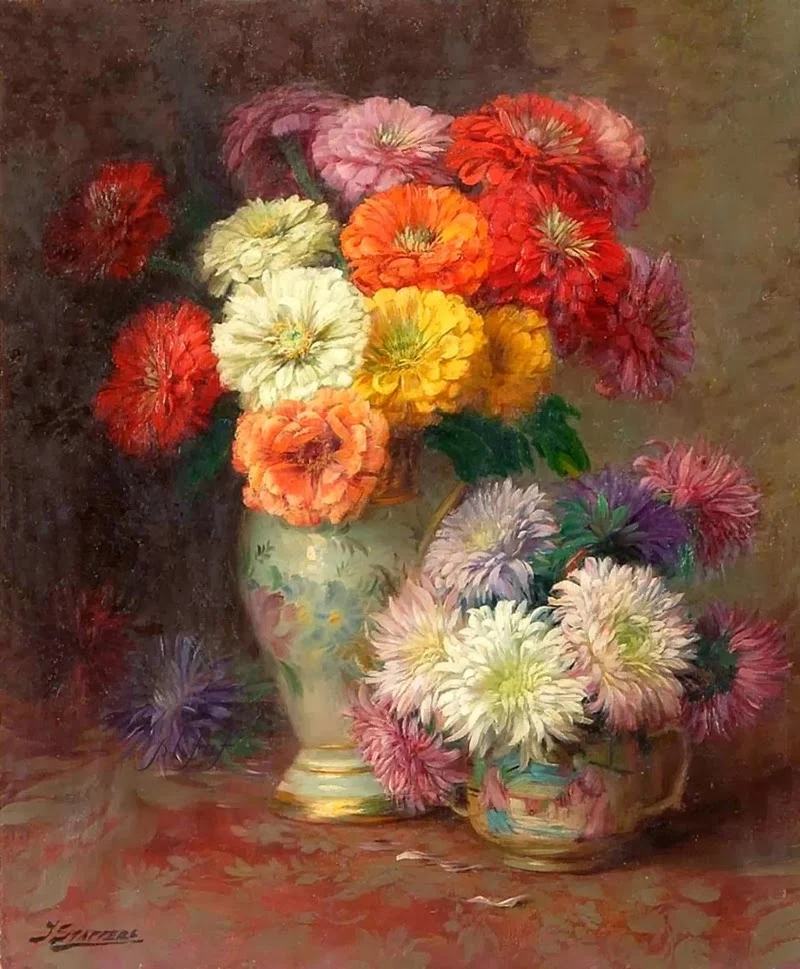 Julien Stappers Still life with Flowers painter Tutt'Art Pittura