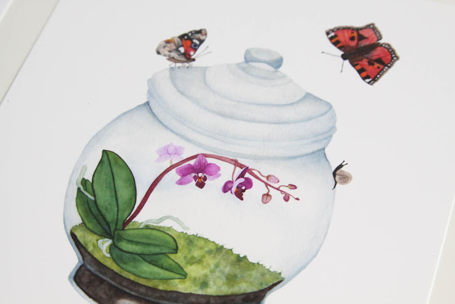 test proof, art print, watercolor, terrarium, calendar illustration, Anne Butera, My Giant Strawberry