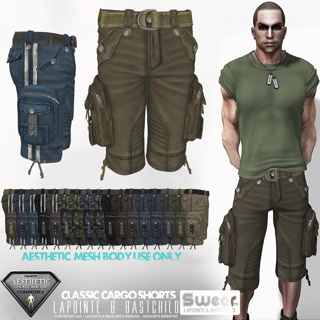 LAPOINTE AND BASTCHILD: New! AESTHETIC - Classic Cargo Shorts