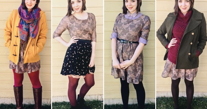 oh whimsical me: Lace Dress 4 Ways for Fall/Winter