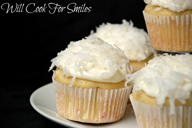 coconut cupcakes on a plate 
