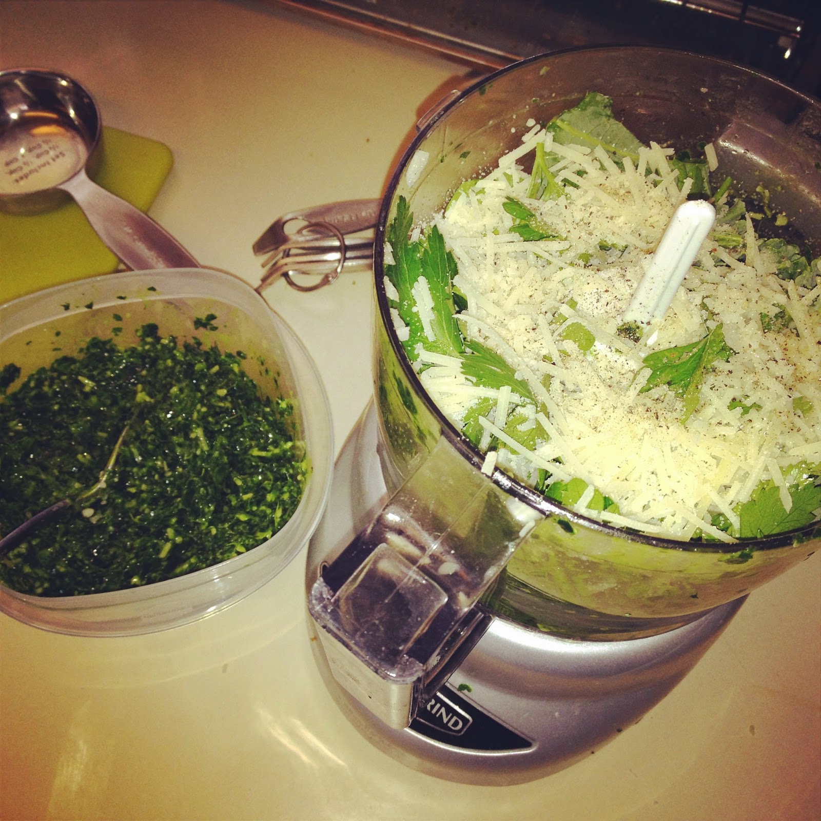 a peek inside What's for Dinner {31} Kale Parsley Pesto (without nuts!)
