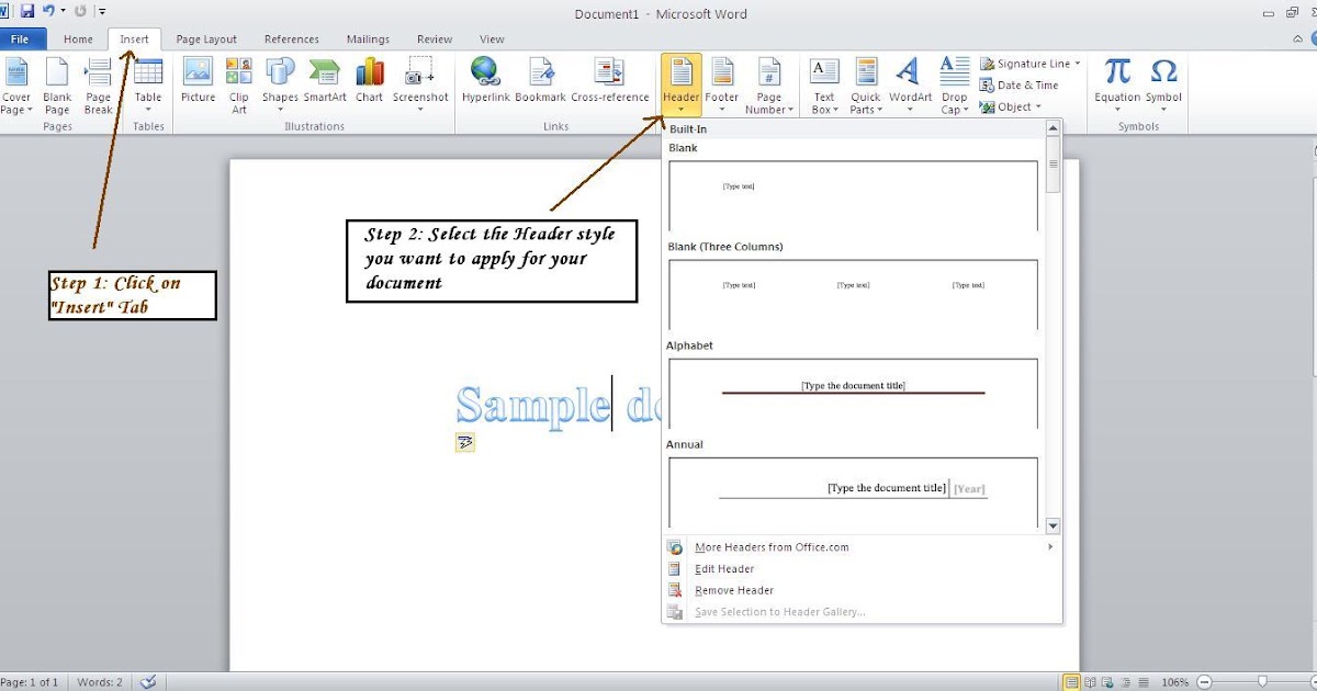 HOW TO How to insert header in microsoft word 2010