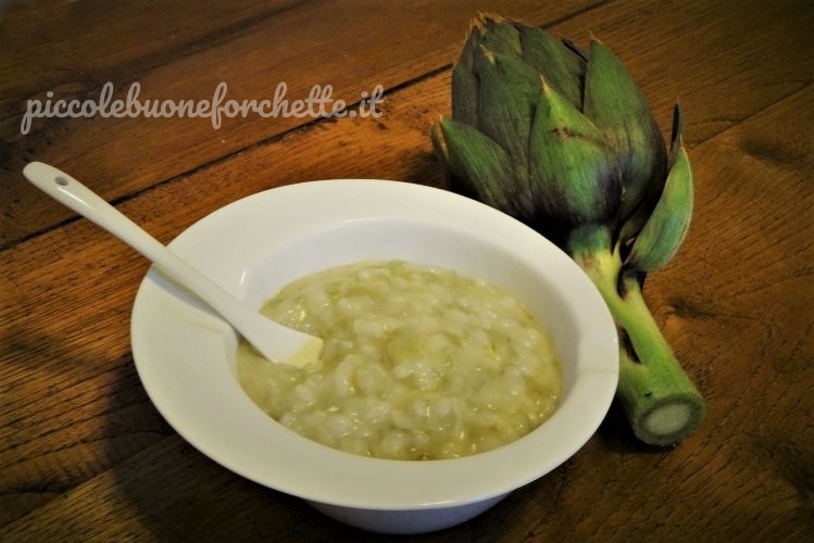 Ricetta risotto per bambini con gambo di carciofo Piccole buone forchette