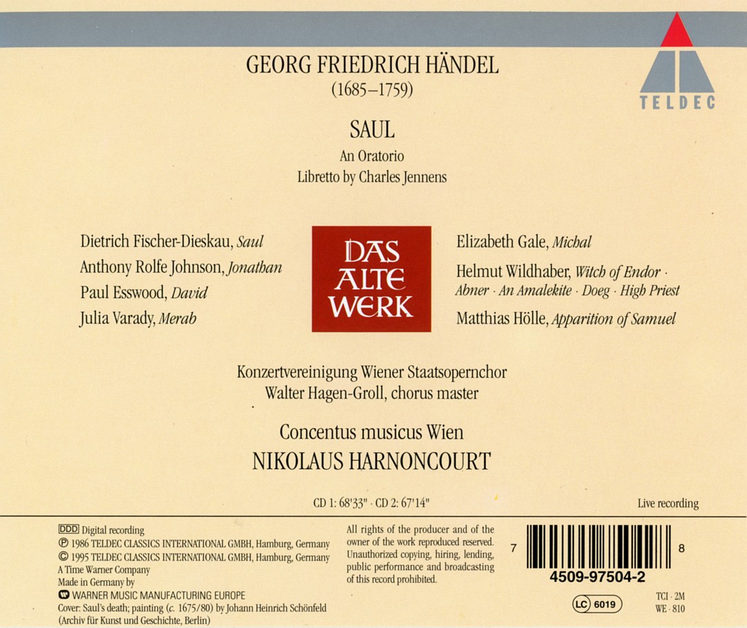 makdelart classique G.F. Handel Saul (Nikolaus Harnoncourt) [2CD]