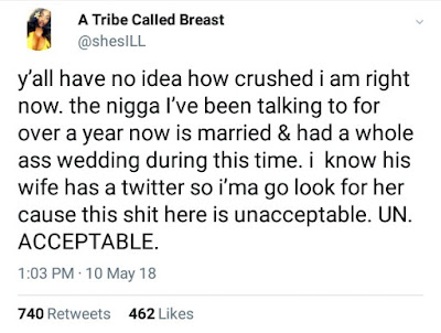  "We were booloving on his wedding day!"- Lady finds out her boyfriend of one year is married and calls him out on Twitter