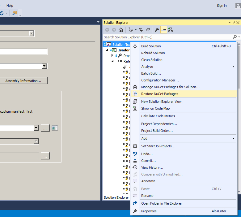 Missing an assembly reference in visual studio