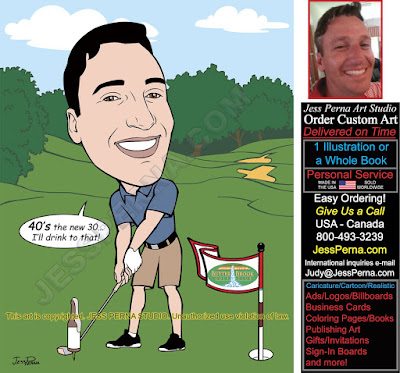 40th Birthday Golf Caricature Party Invitation