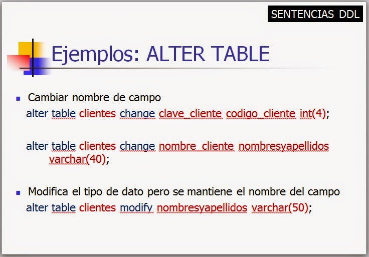 Mg. Marco Chicaiza Comando alter table